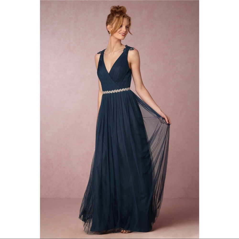 BHLDN navy pippa dress sz 2